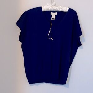Cynthia Rowley Women's Navy Blue V-Neck Top Large